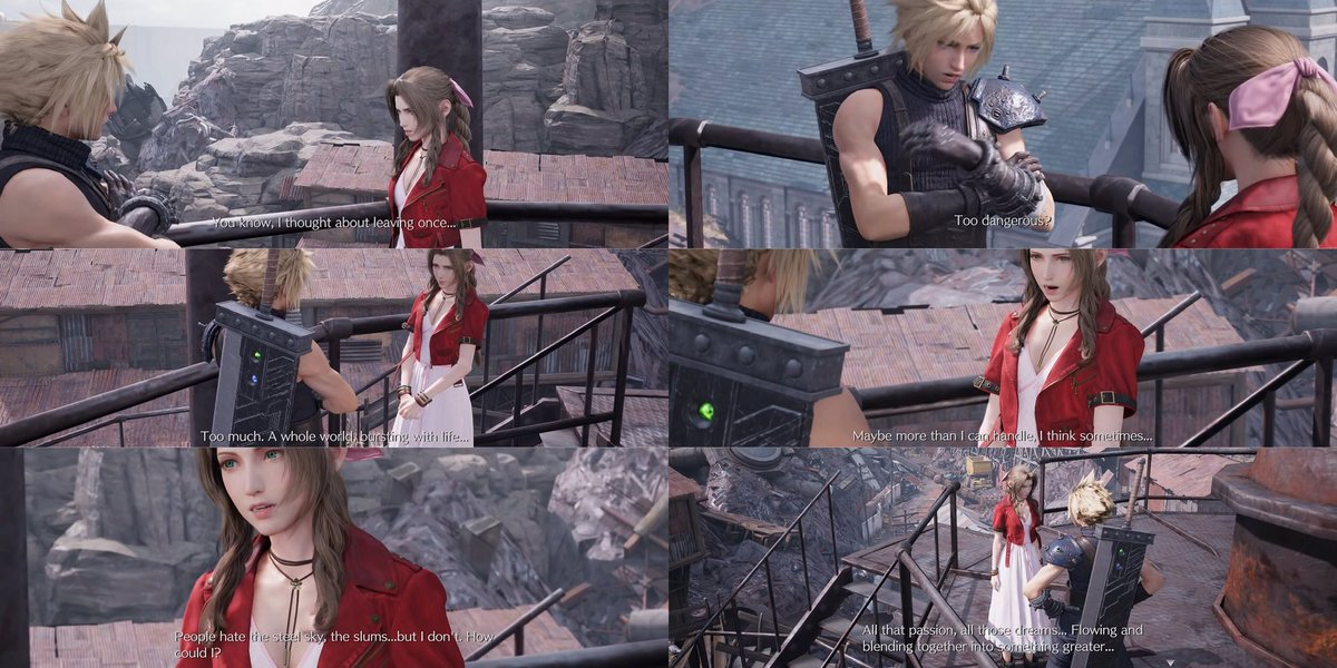clerithBot's tweet image. Cloud remembers Aerith told him she was scared of leaving, and asks her if she's ok in #FF7RIntergrade #Clerith