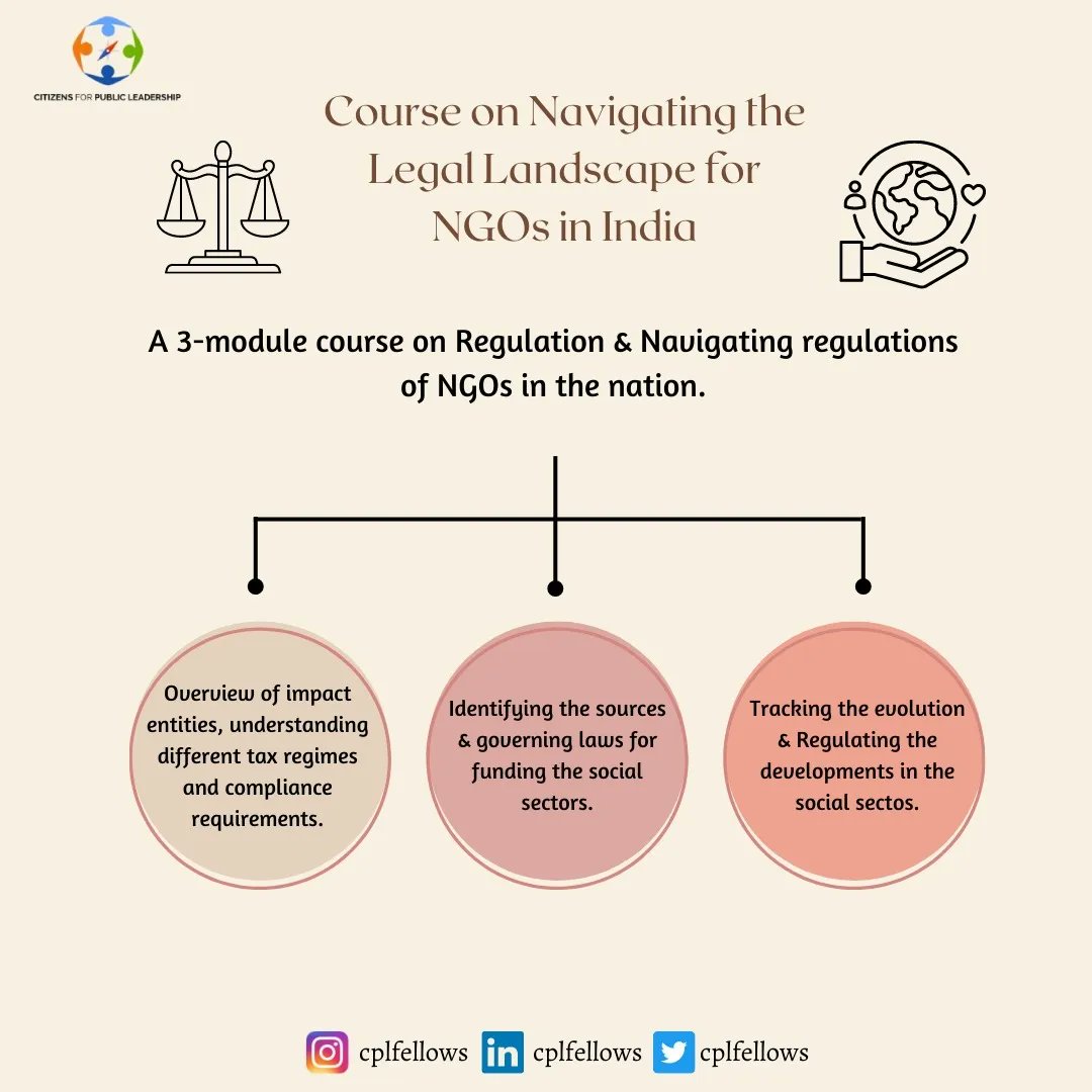 CPLFellows's tweet photo. #CPLfellows are offered a wide array of courses to broaden their knowledge and skills. Here's a glimpse of 3-module sessions our fellows are studying, about understanding the legal paradigms that impact and regulate NGOs.
#fellowship #business #NGO #Legal #publicpolicy #education https://t.co/0efsnja3cj
