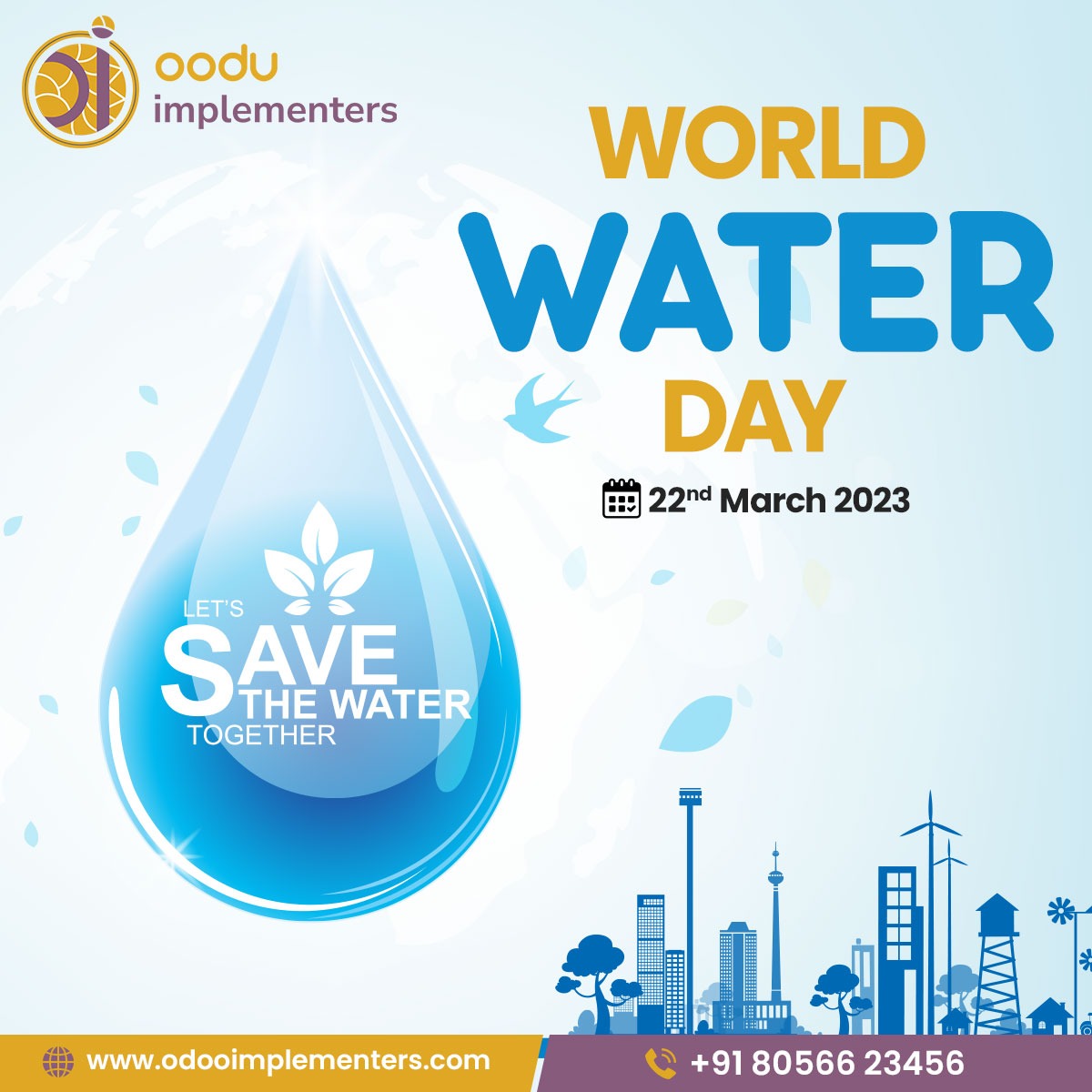 Oodu6's tweet image. At Oodu Implementers, we recognize the significance of World Water Day in promoting sustainable water usage. 

Let&apos;s work together to ensure clean and accessible water for all.

#OoduImplementersincoimbatore #OdooERP #OdooSoftware #WorldWaterDay  #SustainableWaterUsage #SaveWater