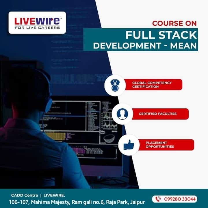 LIVEWIRE (CADD Centre) is organising a 2hr. Workshop on *'FULL STACK DEVELOPER'* at Rajapark & Pratap Nagar Centre.We recommend you to attend this workshop and get the Authorised certificate also. CADD Centre is having 1500+ Training centres world over in 35+ countries.