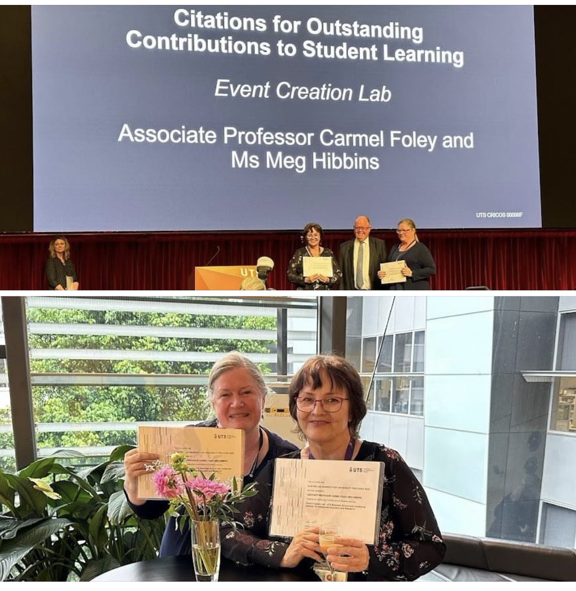 Congratulations @EventologyOz and @carmelUTS as the recipients of Citations for Outstanding Contributions to Student Learning! 
#studentsuccess #teachingandlearning #eventmanagement #eventindustry