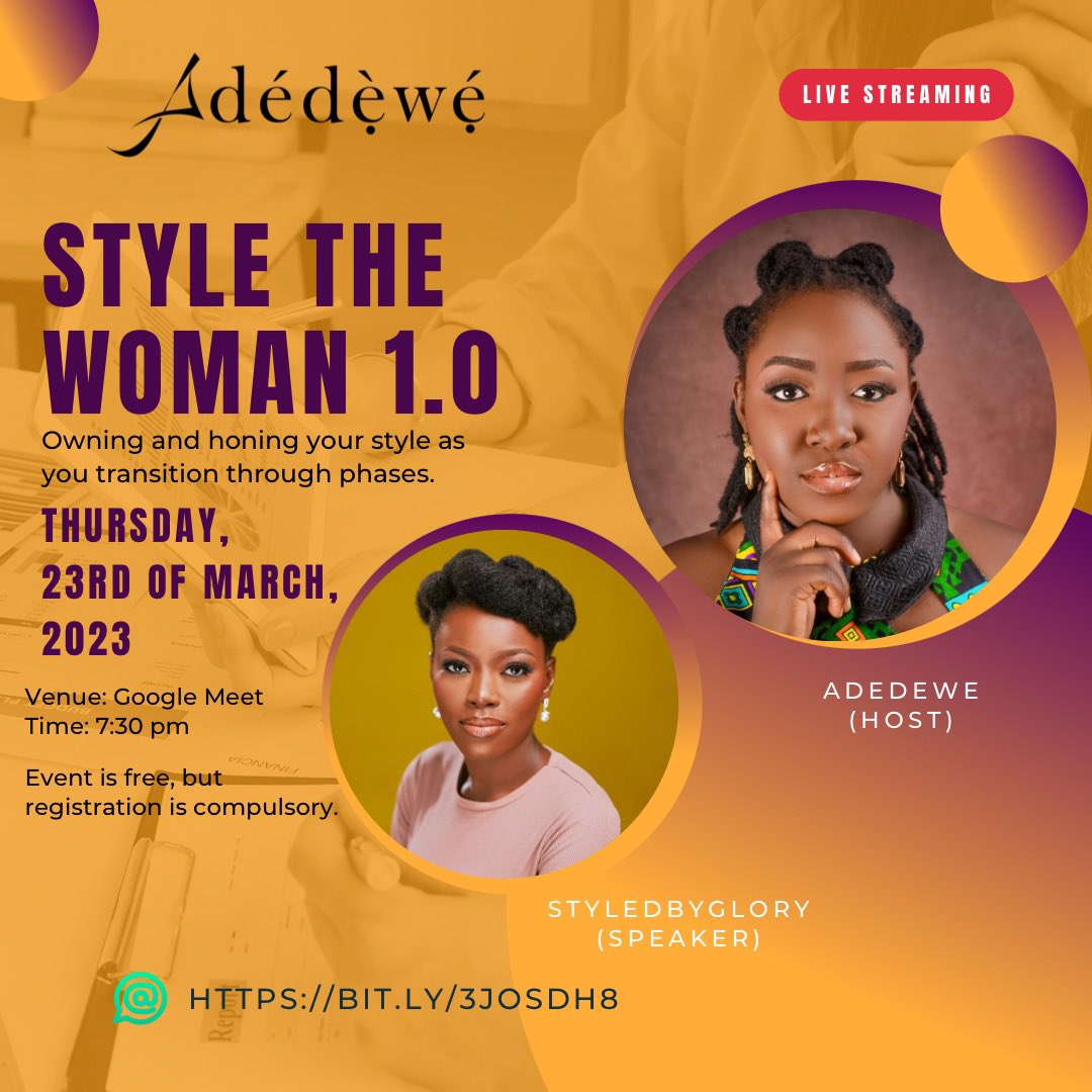 We will also have the privilege of having a conversation with The Style Lady <a href="/GlowriJames/">The Style Lady</a> . It will be enlightening, and mind blowing… 🔥Just register and get ready to learn.