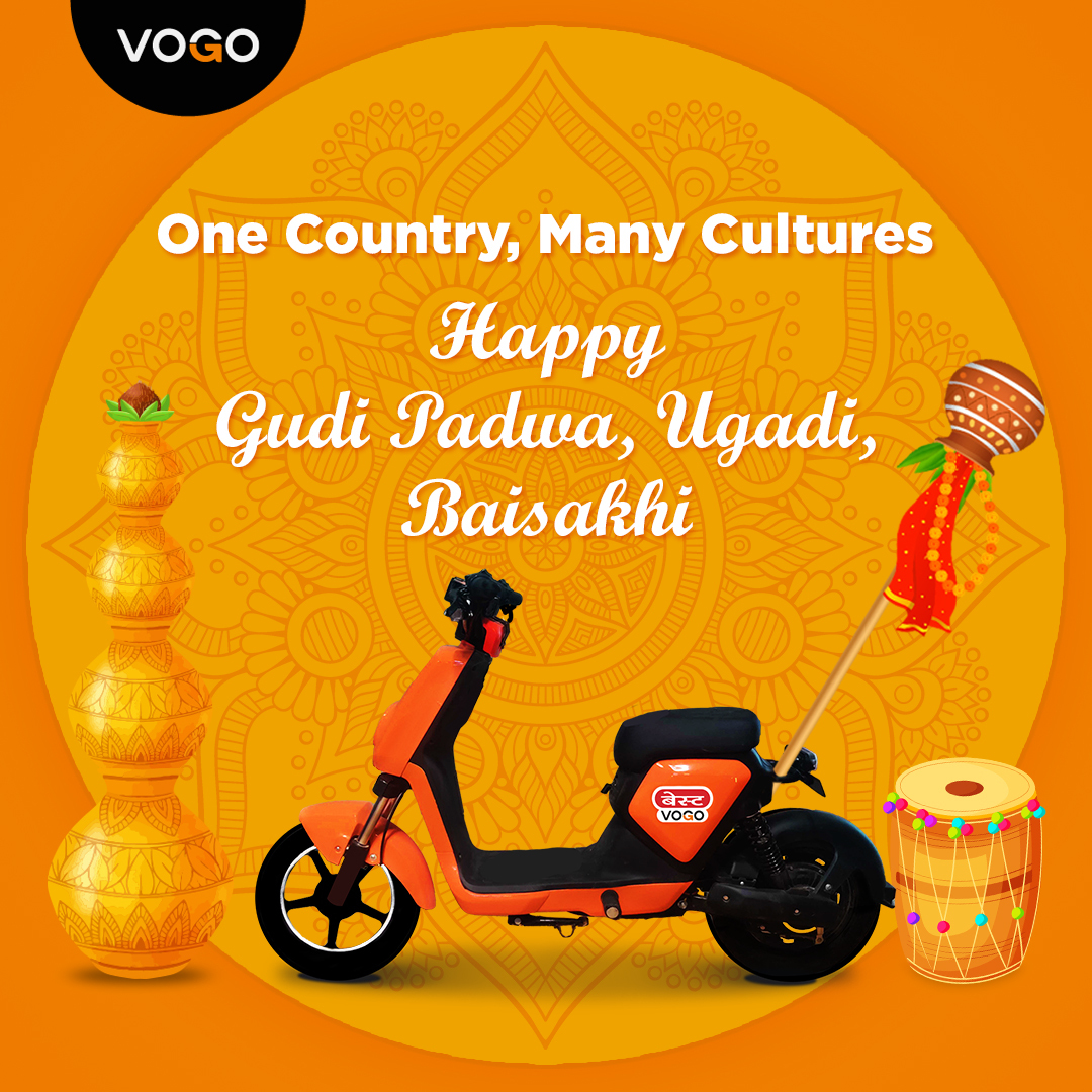 Happy Gudi Padwa                                                       #festival #padwa #gogreen #sharedmobility #mumbai #goelectric