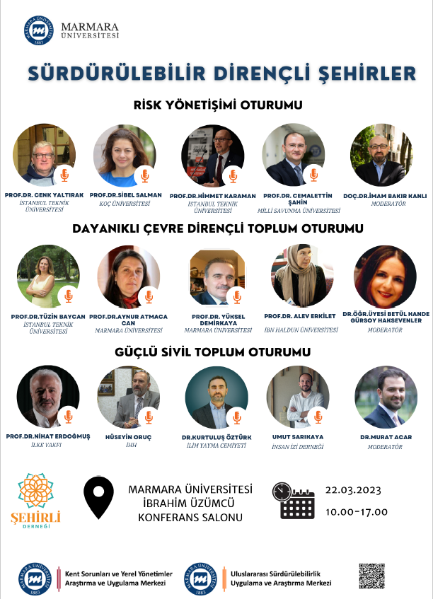 Üniversitemiz, Kent Sorunları ve Yerel Yönetimler Araştırma ve Uygulama Merkezi ile Uluslararası Sürdürülebilirlik Araştırma ve Uygulama Merkezi ve Şehirli Derneği tarafından organize edilen, "Sürdürülebilir Dirençli Şehirler" temalı akademik bir toplantı gerçekleştirilecektir.