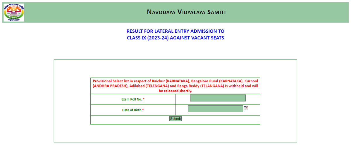 NVS_HQ's tweet photo. 📢 Provisional Select List for Admission to Class IX through #LEST2023 (Lateral Entry Selection Test) conducted on 11-02-2023 has been released.
👉 For inquiring status the candidates may visit the website: https://t.co/jkbICsk6ta https://t.co/osAQEgfXyL