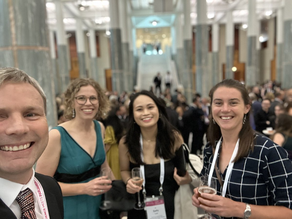 #Antarctic scientists @ariaanpurich @lausally and @UdyDanielle gearing up for the gala dinner! #ScienceMeetsParliament #SMP2023 
@saef_arc @AntarcticSciAus