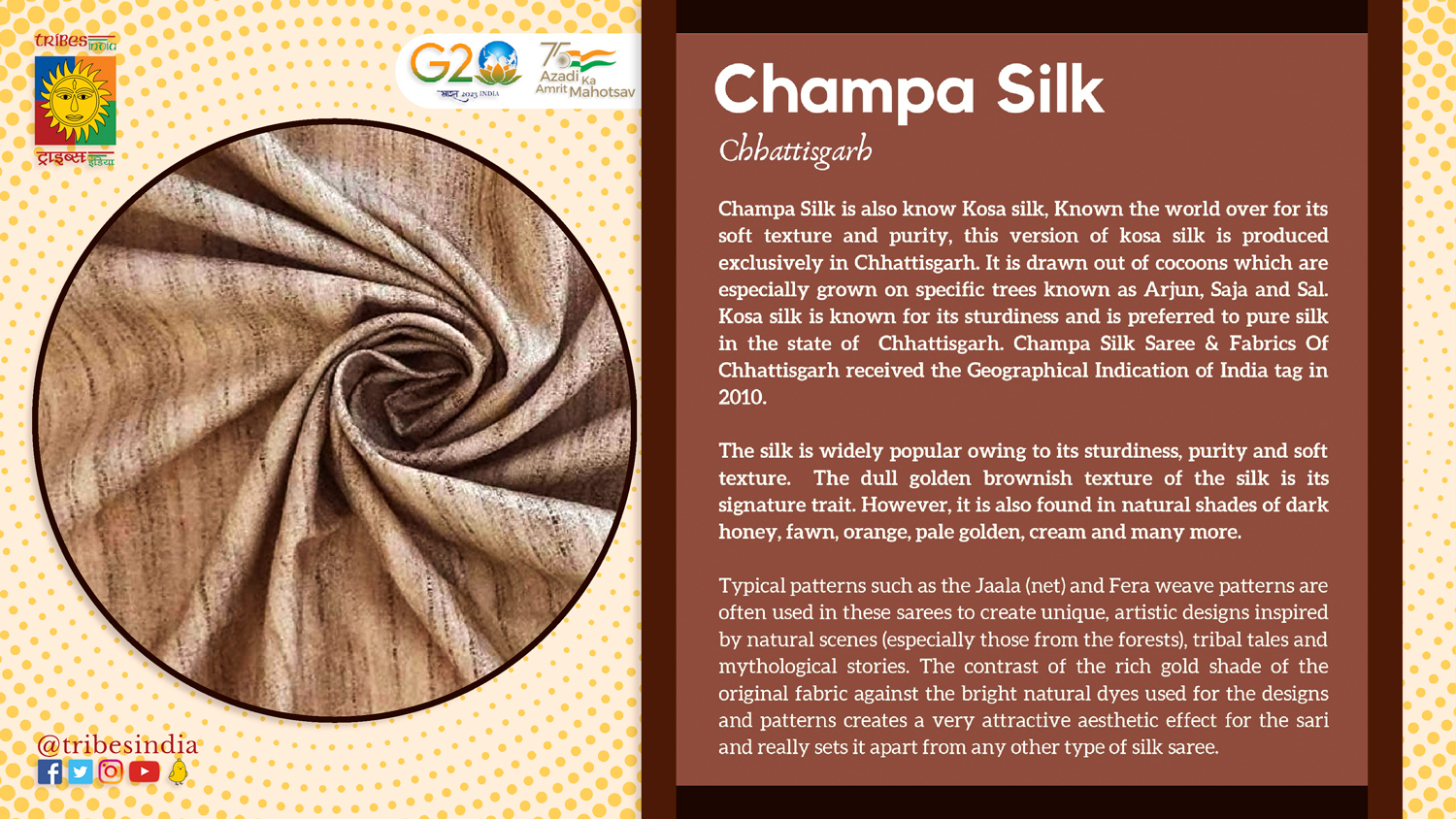 TRIBES INDIA on Twitter "Champa Silk It is also known as Kosa silk
