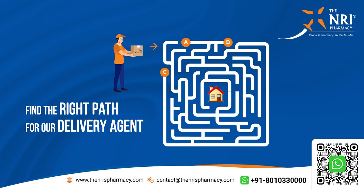 nri_pharmacy's tweet photo. Which path will lead our delivery agent to your doorstep? A, B or C? Comment your answer below!๐๐ฅฐ
#TheNRIsPharmacy #IndianPharmacy #OnlinePharmacy #MedicinesFromIndia #UAEPharmacy #DubaiPharmacy #FindYourWay #DeliveryChallenge #FunAndGames #CanYouFindIt #FindThePath https://t.co/mYowYAL6QQ