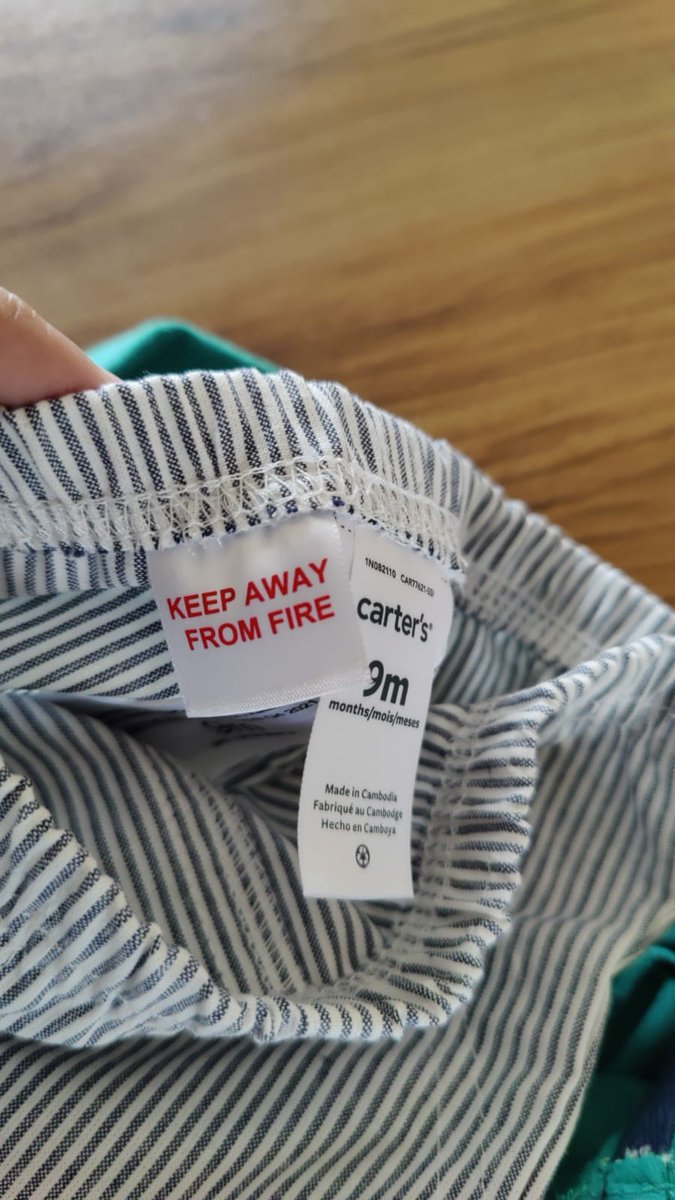 Yes, that's an actual warning on my kids' clothes.
