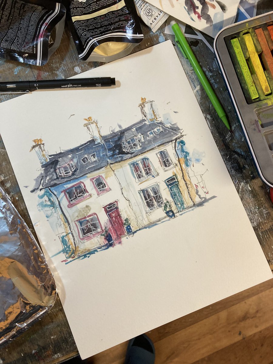 Bayhead Houses, a couple of houses in stornoway in Inktense watercolour and ink, approx A4 size #art #ArtistOnTwitter #artist #artistsontwitter #painting #watercolor #watercolour #house #home #homeart #quirk #quirkyart #artistsoninstagram