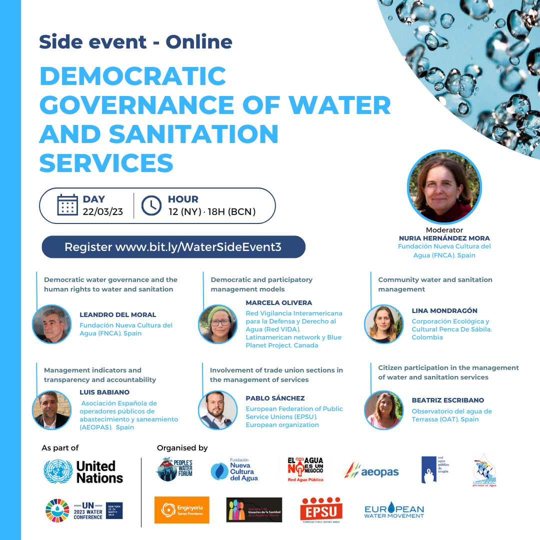 Delighted to be able to contribute to this debate about #watermanagement on #worldwaterday2023 with the perspective of workers participation in democratic management for this public good! @right2water on behalf of @EPSUnions