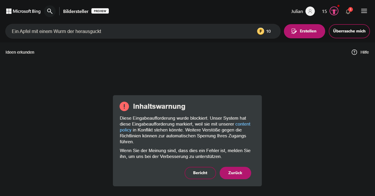Was #Microsoft #Bing wohl gedacht hat bei meiner Anfrage?