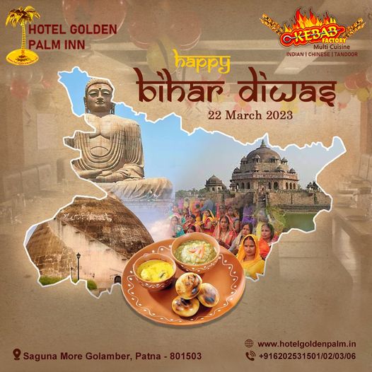 GoldenPalmInn1's tweet photo. Happy Bihar Diwas , 2023
Fill your hearts with happiness and brighten your day with smiles and affection..

#HappyBiharDiwas #BiharDiwas2023 #Bihar #BiharDiwas #culture #religion #GoldenPalmInn #Patna #Bihar https://t.co/qnv9kyWohz