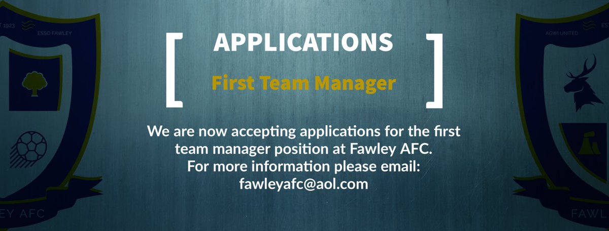 We are now accepting applications for the first team manager role. 

Please email: fawleyafc@aol.com

#uptheoilers