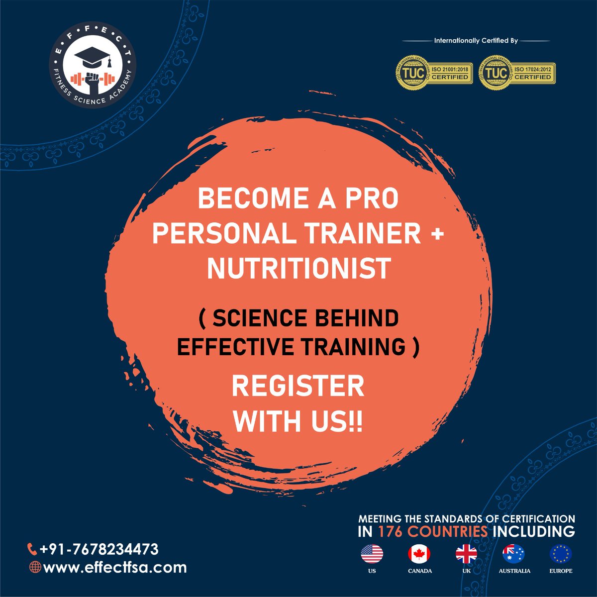 BECOME A PRO PERSONAL TRAINER + NUTRITIONIST ( SCIENCE BEHIND EFFECTIVE TRAINING )

Get trained by experienced trainers, and Give a kick start to your career.

Contact: 76782-34473

#personaltrainercourses #personaltrainer #fitnesscoach #nutritionist #effectivetraining #Fitness