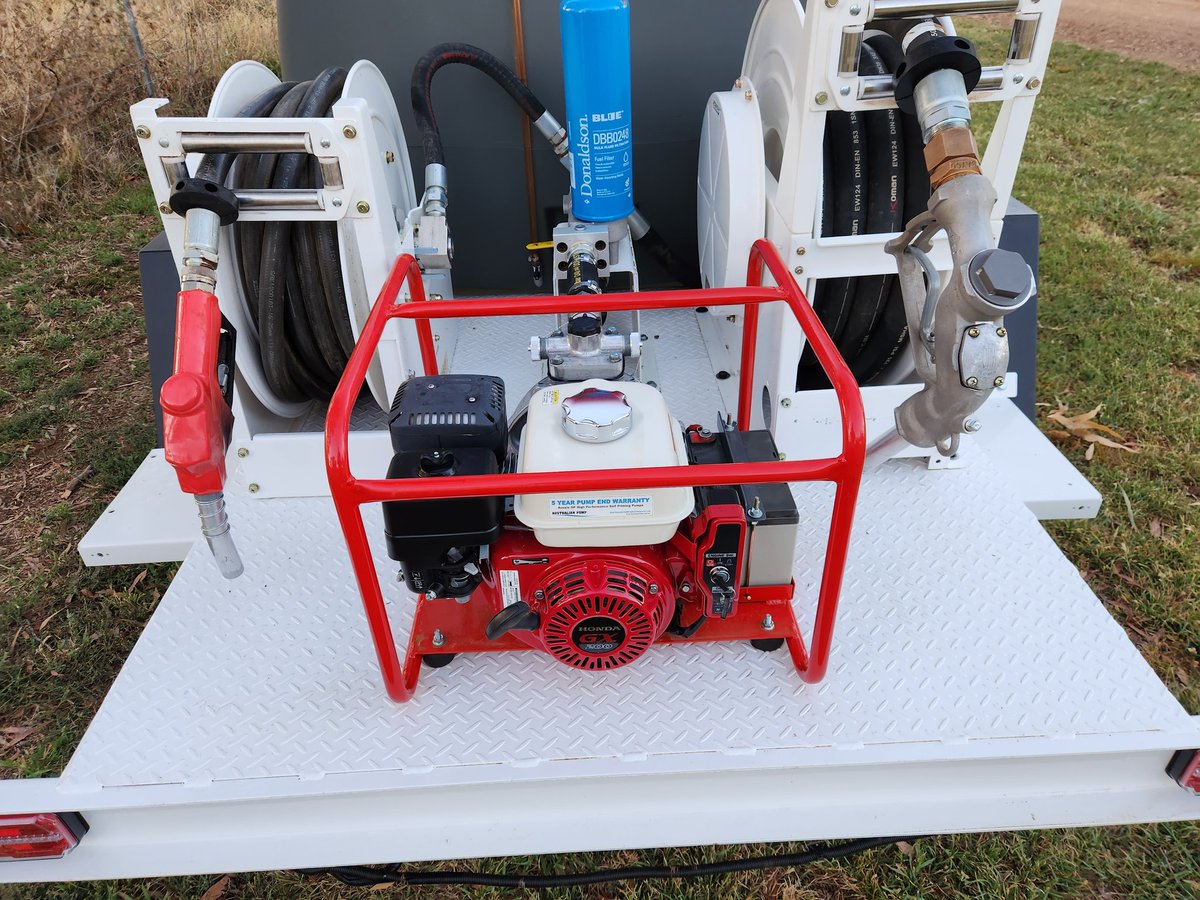 mvagriculture's tweet photo. One of my son made this fuel trailer for his year 12 major works. Just struggling with how to keep dust off the 2 nozzles open to suggestion. https://t.co/QyzcOTmtlW