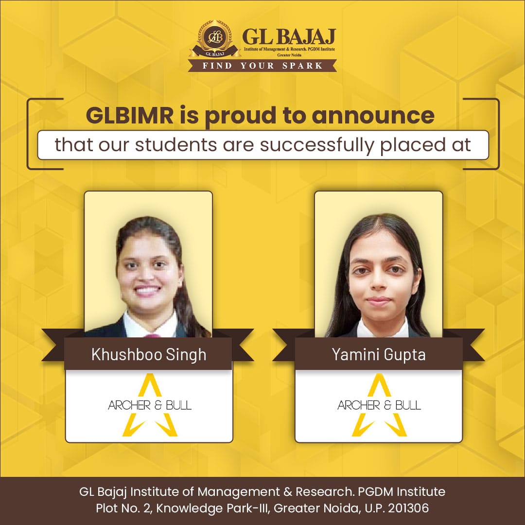glbajajimr's tweet photo. GLBIMR is proud to announce that our PGDM 2021-23 students are successfully placed at Archer &amp; Bull

We wish them the very best of luck in their future endeavours!

#GLBIMR #pgdminstitute #pgdmprogram #bschool #GLBians  #placements #drsapnarakesh #pgdmplacements #archerandbull https://t.co/5cfYHbyoLv