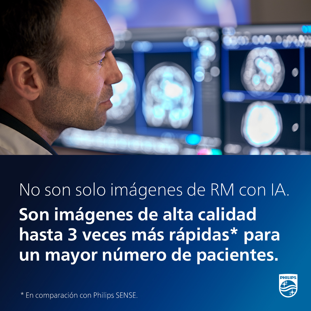PhilipsSpain's tweet photo. Imagina realizar exploraciones hasta 3 veces más rápido* sin limitar la velocidad ni la calidad de las imágenes de RM. https://t.co/noo9nIOXUF

*En comparación con Philips SENSE. https://t.co/f0kFMrwJfG