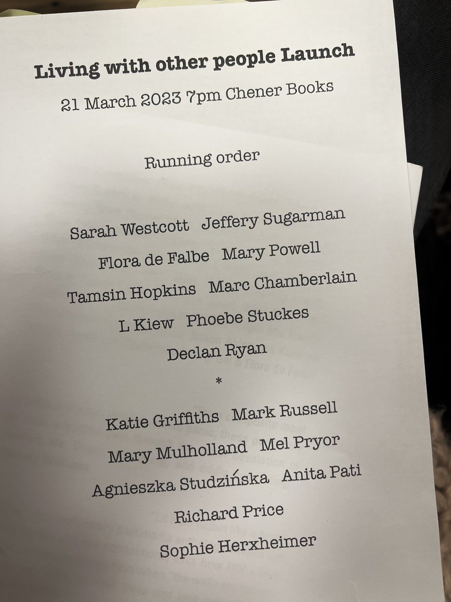 A perfect evening to spend on World Poetry Day: reading &amp; listening to poetry. Living with Other People. Thank you <a href="/fionalarkin/">Fiona Larkin @fionalarkin.bsky.social</a> <a href="/ACorruptedPoet/">Nic Stringer</a> @mich_penn <a href="/ShearsmanBooks/">Shearsman</a> <a href="/RHULEnglish/">Department of English at Royal Holloway</a>