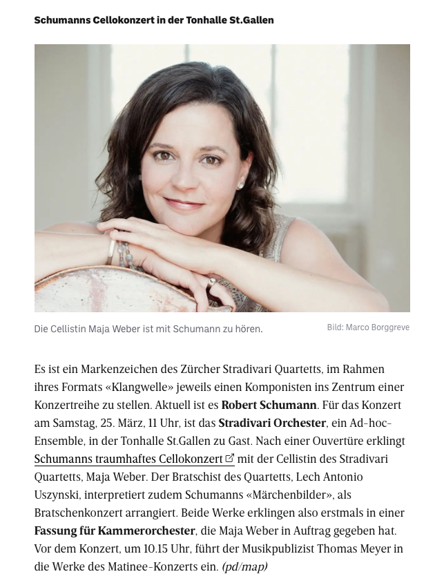 MajaWeberCello's tweet photo. Danke für den Konzerttipp im Kulturticker des @tagblatt_ch , Martin Preisser! https://t.co/IXs08gn8TR