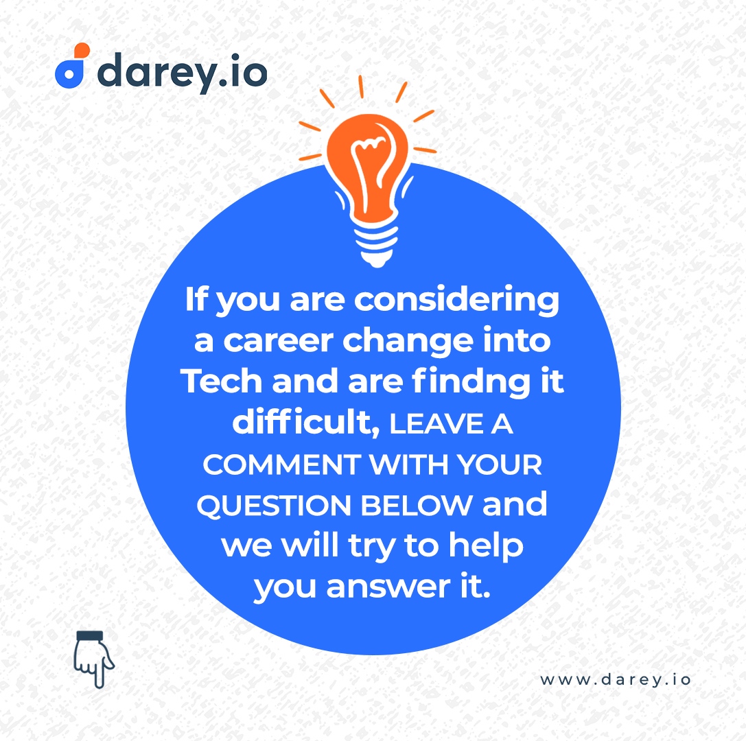 darey_io's tweet image. If you have any questions about transitioning into DevOps or Tech generally, leave them in the comments and we will answer them or point you in the right direction.
👇 👇
#transitiontotech #ChangeCareer #OnlineTraining #transitionintotech
#careerswitch
#dareyio