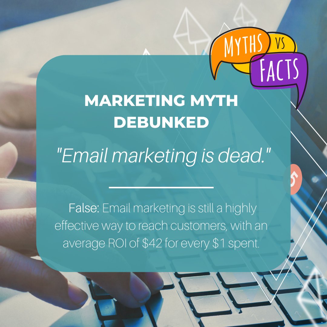 RepublicDigita2's tweet photo. MYTH: Email Marketing is Dead! 📧
Don't be fooled by this common misconception. With an average ROI of R756 for every R18.00 spent, email marketing is still one of the most effective ways to reach your customers.
#MarketingMythsDebunked #EmailMarketingWorks https://t.co/AkYPoANql8