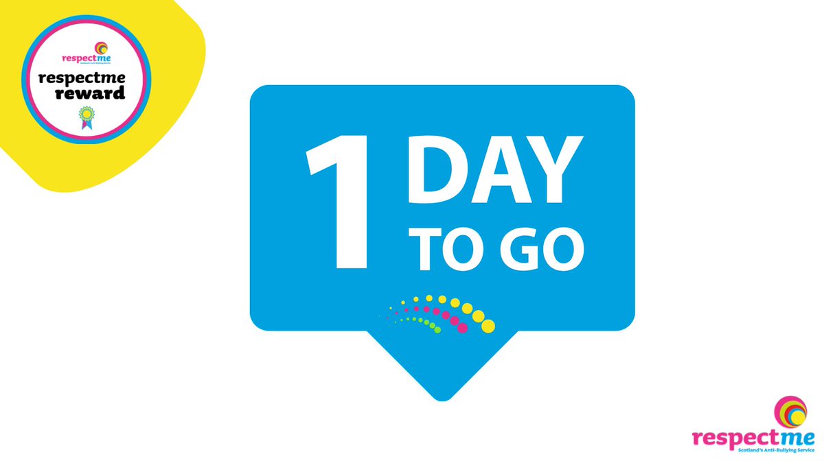 _respectme_'s tweet photo. ⚡Tomorrow we officially launch our new respectme reward online self-assessment toolkit.    

Get ready to showcase and celebrate the anti-bullying work in your school or youth setting🎉

Find out more: https://t.co/sqUGjN3XFb https://t.co/vKx39CZOOp