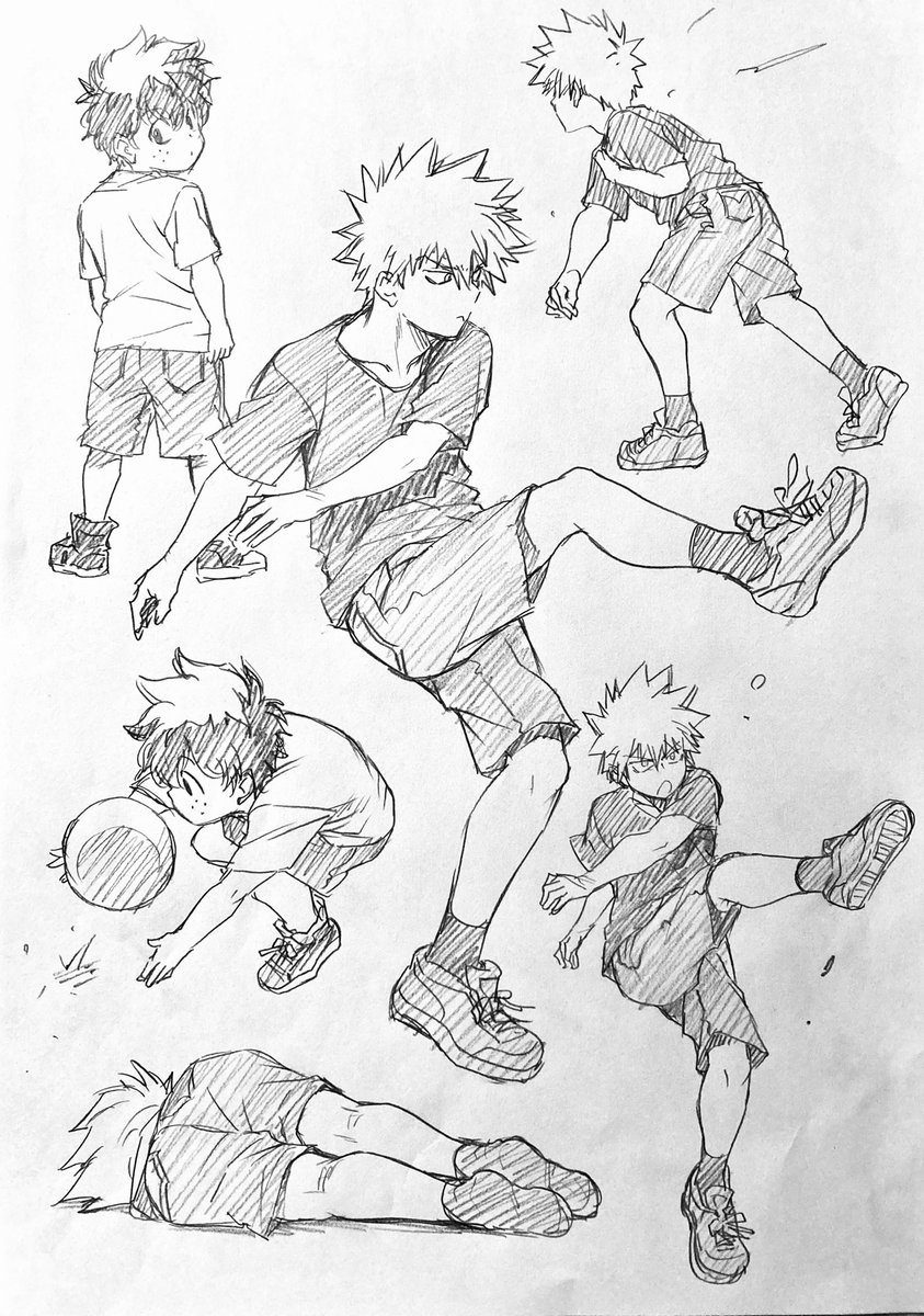 ラフ描き、💥ちゃんと🥦(♂&♀)  幼児〜小学生あたり