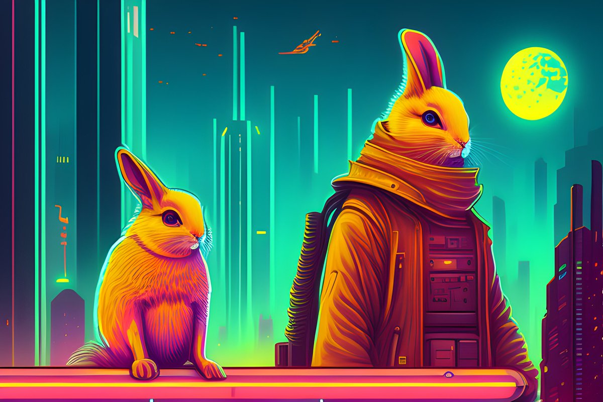 Medvidekpu's tweet image. Veselé kyberpunkové velikonoce!

Prostě jen &quot;happy cyberpunk easter, digital illustration&quot; a ruční výběr.

#easter #velikonoce #cyberpunk #ai #aiart #stablediffusion #illustration #art #digitalillustration