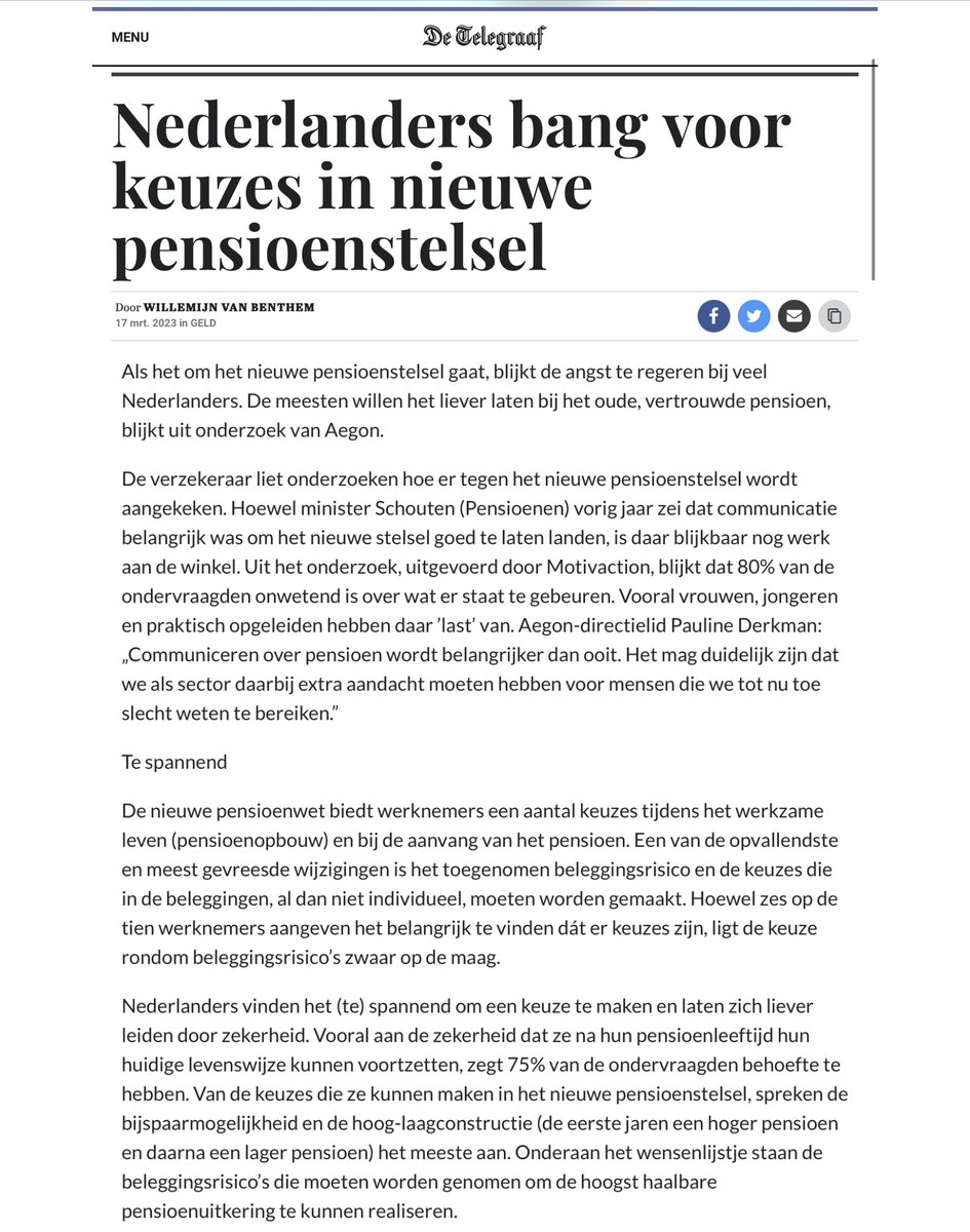 Onderzoek laat zien dat Nederlanders niet zitten te wachten op extreem risicovol casinopensioen. Zich grote zorgen maken. Zekerheid willen over hun pensioen. Logisch! Pensioenwet moet direct van tafel! Politici die dit naast zich neerleggen verkwanselen bewust uw pensioenbelangen