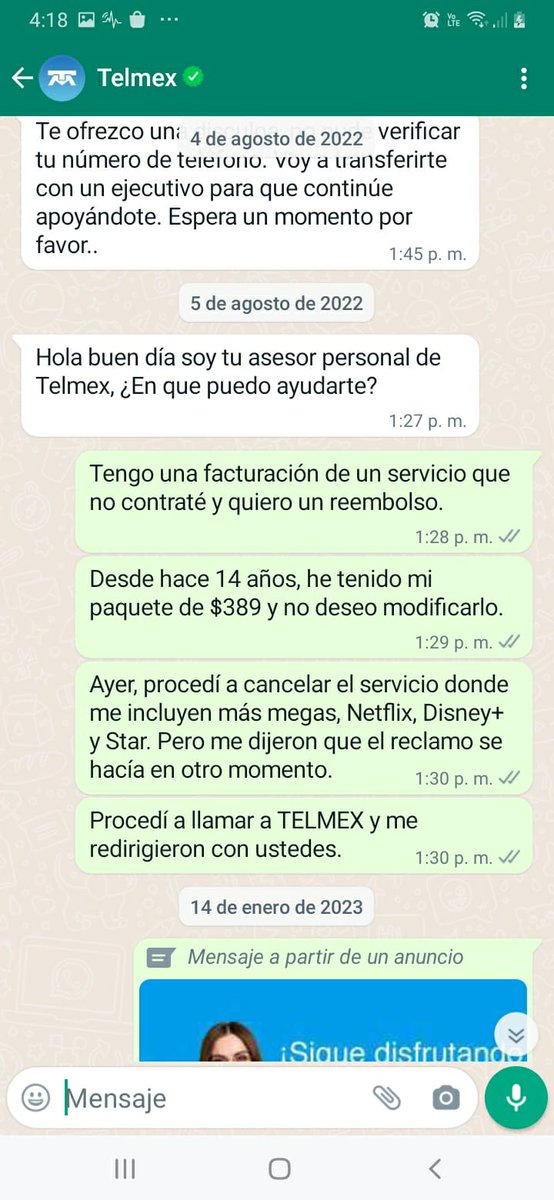 solobox's tweet photo. Hoy, después de 15 años, me retiro de @Telmex.

Durante 13 años fue un excelente servicio.

En el año 14, comenzaron con cargos indebidos y no reconocidos.

Durante este último año, me cargaron sin consentimiento Netflix, Disney+ y nunca brindaron atención. @TELMEXSoluciona https://t.co/lnfqwpVxWE