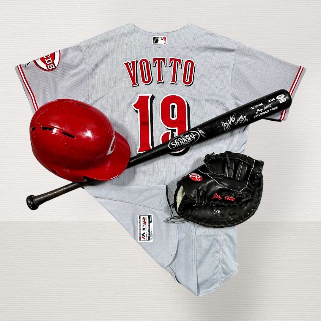 GF_Auctions's tweet photo. Just Consigned! Photo-Matched Joey Votto 9 Home Run Jersey, 24 Home Run Helmet & Grand Slam Bat π #JustConsigned #AuctionPreview #TheHobby #ComingSoon #Bid #1of1 #WhatDoYouCollect https://t.co/T2kvPRltjB