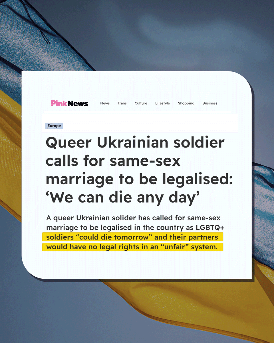 AllOut's tweet photo. 🏳️‍🌈🇺🇦 As Ukraine’s Parliament debates legalizing same-sex unions, a queer soldier on the war’s front lines is speaking out about why the bill is so important. 🧶👇 https://t.co/aXDUrIN3kx