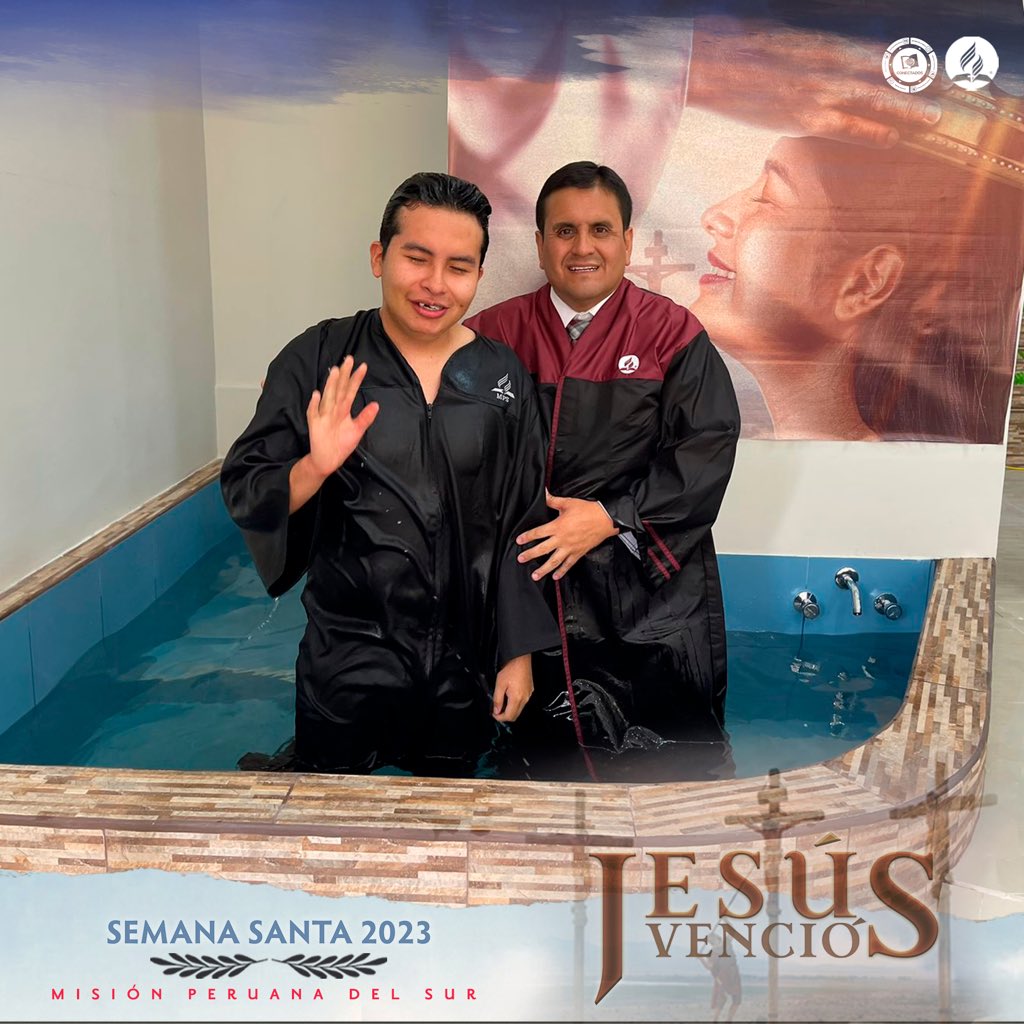 El Pr. Enzo Chávez y el Pr. Daniel Villar líderes de la #UPSur y #MPS respectivamente, participaron de una ceremonia bautismal en el distrito misionero de Cono Norte. 

14 personas entregaron su vida a Cristo para enseñar a otros que #JesúsVenció. #SemanaSanta <a href="/EnzoChavez/">Enzo Chávez</a>