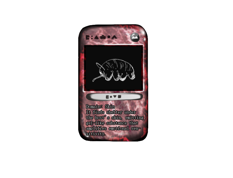 twcftwbot's tweet photo. Card Six. It finds shelter under the host's skin, emitting gel-like substance that amplifies emotional sensitivity. https://t.co/KC2mWT8teC