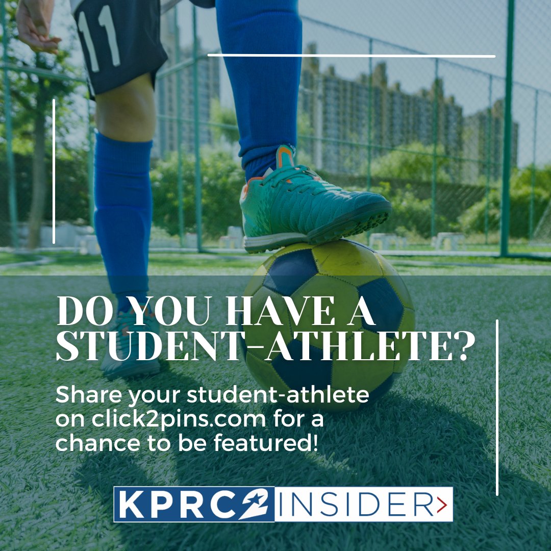 KPRC2's tweet photo. How proud are you of your student-athlete? Share them on Click2Pins for a chance to be featured on National Student-athlete Day April 6!  ⚾⛹️‍♂️🏈🤽‍♀️
#NationalStudentAthleteDay #Insiders #Click2Pins
https://t.co/qLX2lDh0Dl https://t.co/F1KRTfoB4c