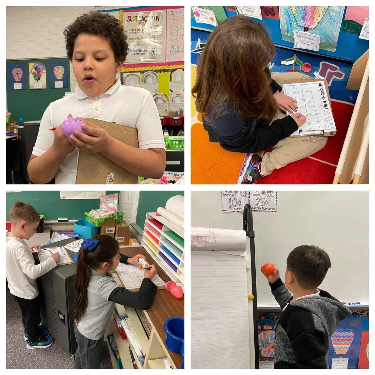 Gibson_FLC's tweet photo. We had so much fun with our math egg hunt around the room today! Thanks for making this possible @Dilworth_FLC by lending us some eggs! #ibelieveinFLC https://t.co/VEKS193k34