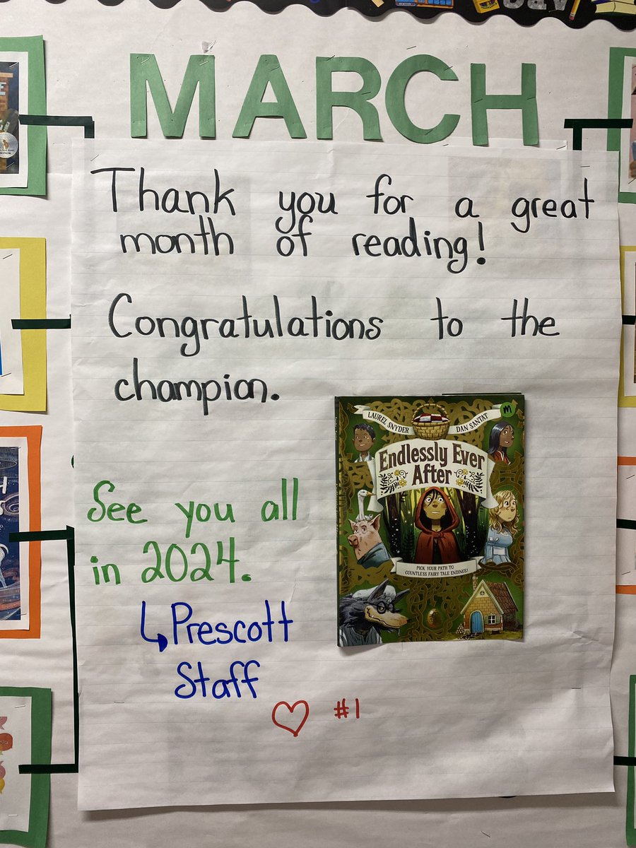 Our March Book Madness winner was Endlessly Ever After by @LaurelSnyder  Students loved the pick your own fairy tale aspect! #marchbookmadness