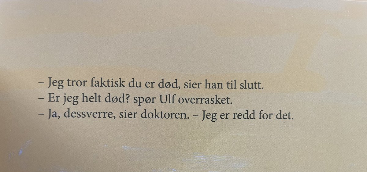 aarskog's tweet photo. @virrvarr Denne rakkeren var iallefall litt annerledes. Både jeg og 4-åringen satt og deppa litt etter å ha lest den. Dette utdraget var den «morsomme» sekvensen i boka. Etter dette bygde han sin egen kiste og inviterte alle vennene sine på begravelse. https://t.co/6IACMd844I