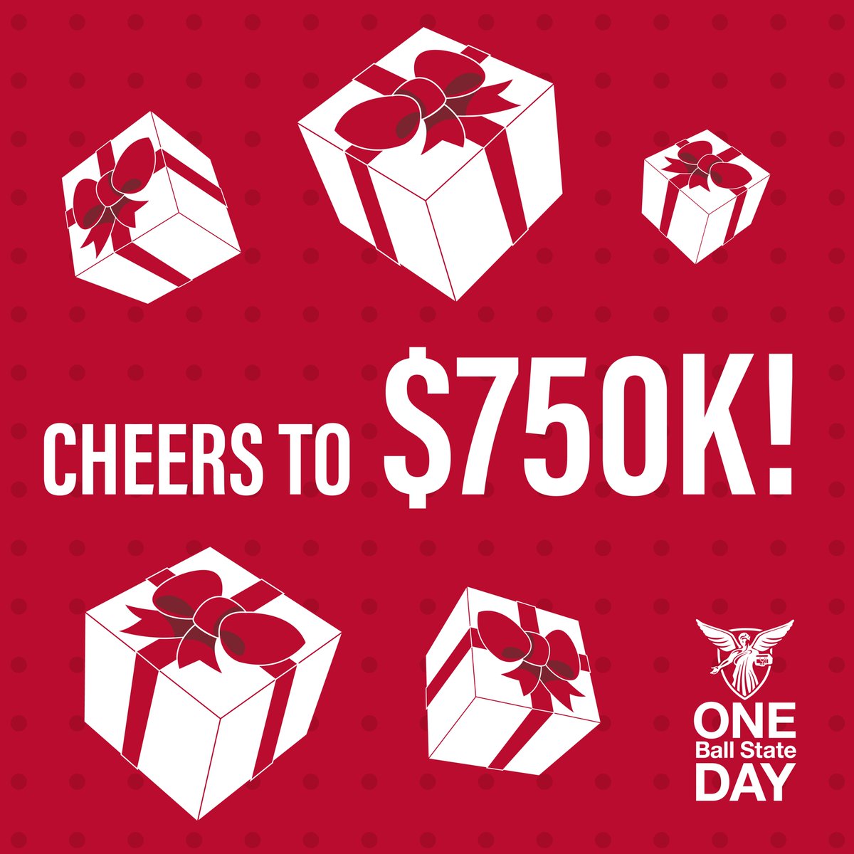 BSUFoundation's tweet photo. Look out 👀 $750k has now been raised for Ball State students! 

Thanks to an anonymous donor, we have unlocked an additional $25k for Student Emergency Aid, Student Scholarships, Cardinal Kitchen, Employee Emergency Fund, and the Ball State Fund! #OneBallState https://t.co/oBKJleIu1E