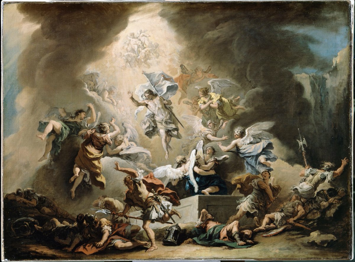 johnvs7's tweet photo. I just love the painting I'll be using on Easter Sunday—The Resurrection, Sebastiano Ricci, 1714. Angels, soldiers, everyone, is just thrown for a loop in response to what's just happened! #MardaLoopChurch #YYC https://t.co/VLhS6WVpRo