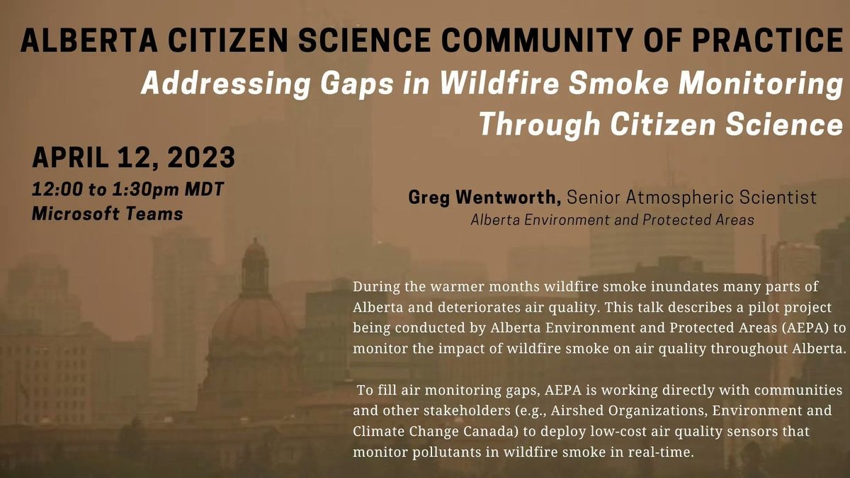 The next gathering of the Alberta Citizen Science Community of Practice is coming up soon! Please join us on April 12 from 12:00 pm to 1:30 pm MDT on Microsoft teams. Register: buff.ly/3JcpN3C