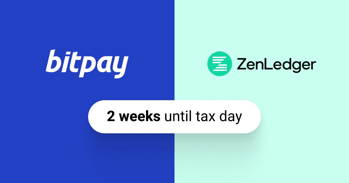 BitPay's tweet photo. 🗓️ 2 weeks until Tax Day!

Handle crypto taxes like a pro. #BitPay Wallet users will receive 20% off @ZenLedgerIO tax software.

🤔 Not sure where to start? Read our 1-minute TL;DR #crypto tax guide to get caught up on what you need to know.

https://t.co/evraSiHbzE https://t.co/R8VOqtjE3s