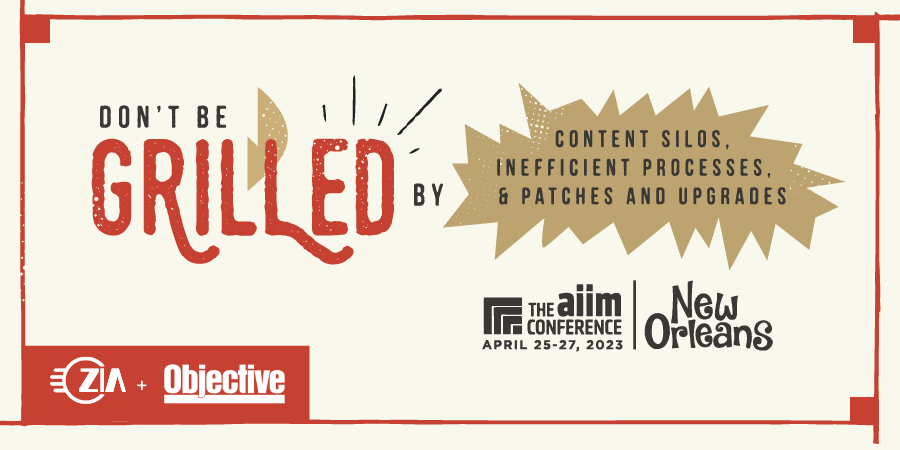 ziaconsulting's tweet image. Join Zia at AIIM23 from April 25-27th in booth #200. Keep an eye out for our roundtable discussion: How to Bring a Federated Approach to Intelligent Enterprise Automation. We will talk about how to convert unstructured content into structured data. See you there!
#AIIM