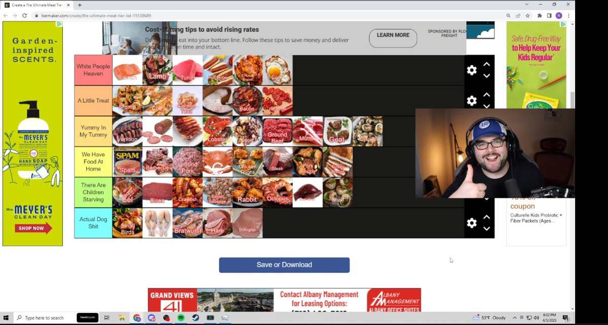Slaffsword's tweet image. Meat tier list, fight me