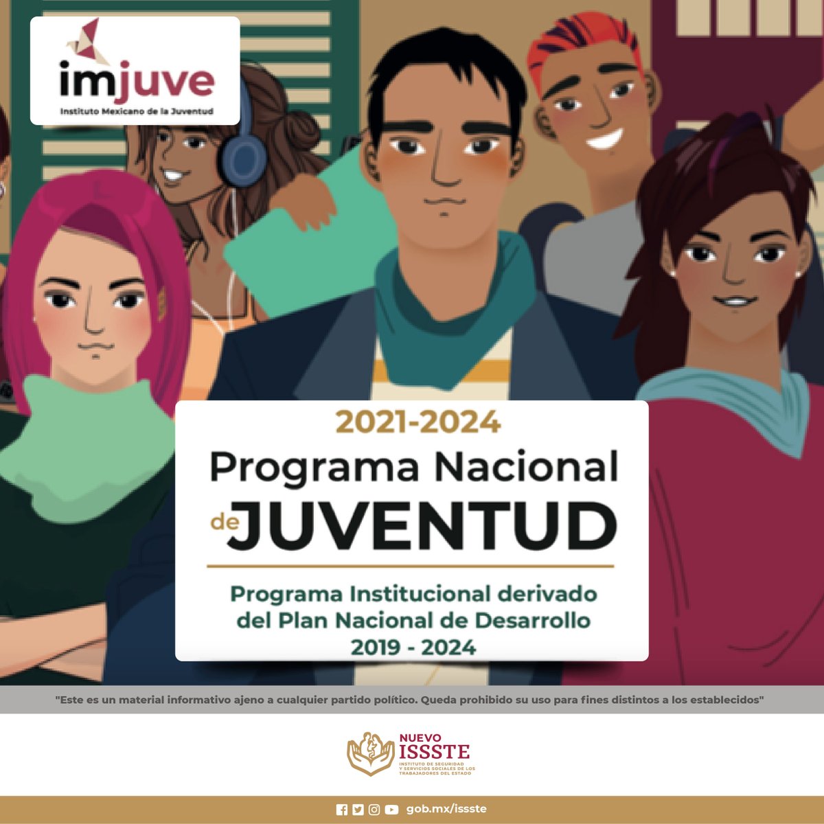 ISSSTE_mx's tweet photo. Entra al enlace para saber de qué trata el Programa Nacional de Juventud 2021-2024:
✅ https://t.co/xc7kyQjJ5k
#ProJuventud https://t.co/v1ThpQPVWp