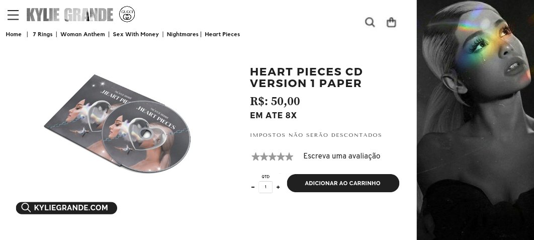 donadohallu's tweet image. - Heart Pieces official cd Version 1 paper on my official website kyliegrande.com 

[#] @RHallucinado #SalesHLC #HeartPiece #KylieGrande #SocialHLC #NewAlbum