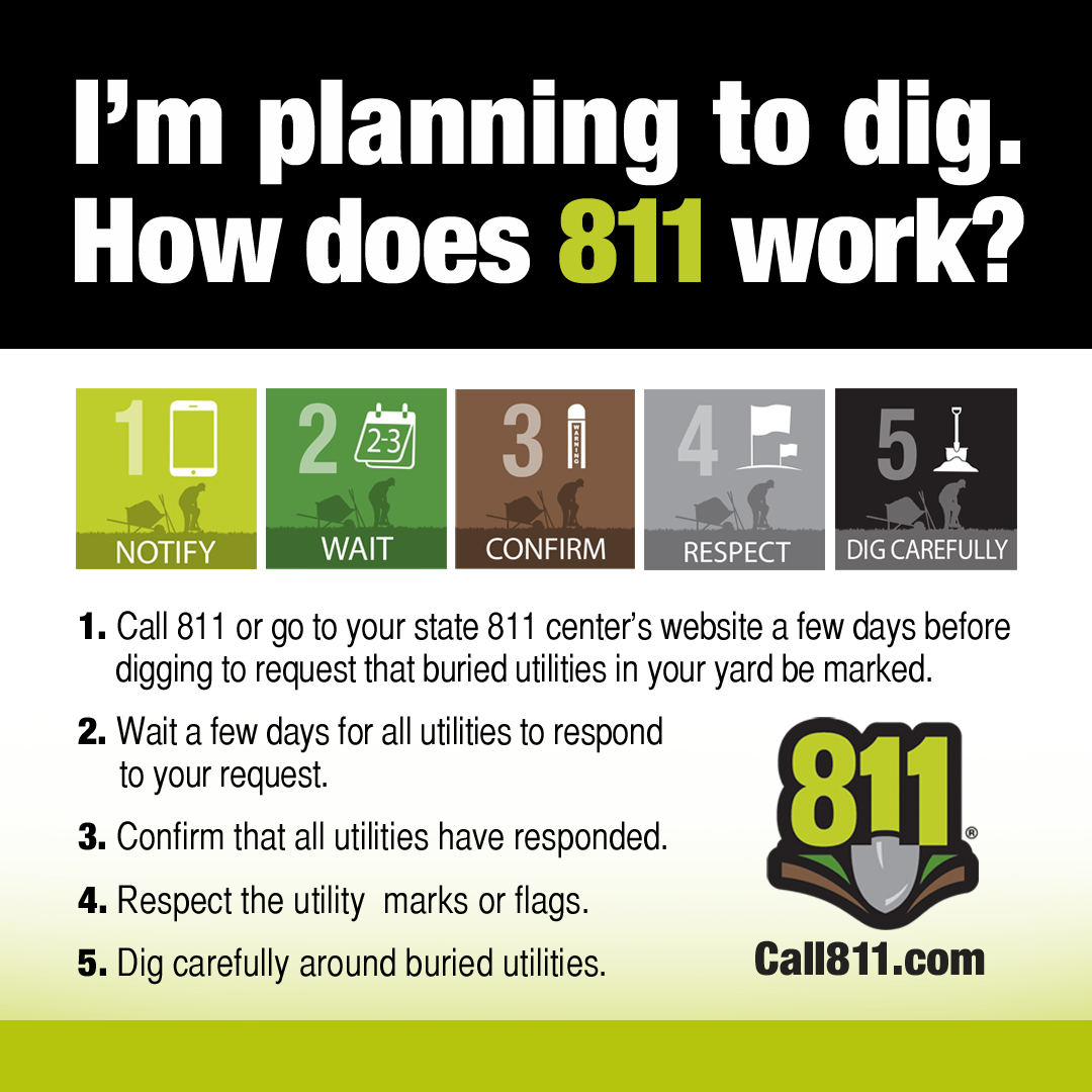 It's #NationalSafeDiggingMonth, please call 811 before you start that spring project.