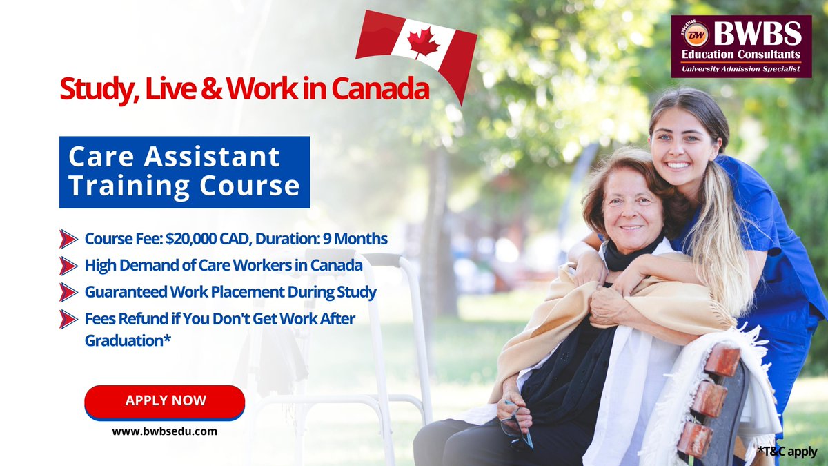 Study, Live and Work in Canada with Care Assistant Training Course! 🇨🇦 You are guaranteed a work placement during your study.

#bwbsedu #bwbseducationconsultants #studyincanada #canadastudentvisa #caregiver #caregiving #careassistant ..👇