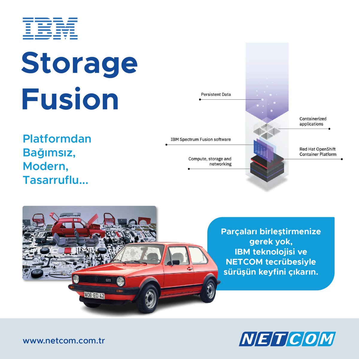 IBM Storage Fusion, kurumların bulut ortamlarının genelinde sorunsuz veri erişimi ve yönetimi sağlar. Hibrit bulut altyapısını anlamaya ihtiyaç duymadan basit, tutarlı ve yüksek düzeyde ölçeklenebilir bir platformla bulut tabanlı teknolojilerin kullanımına yardımcı olur.